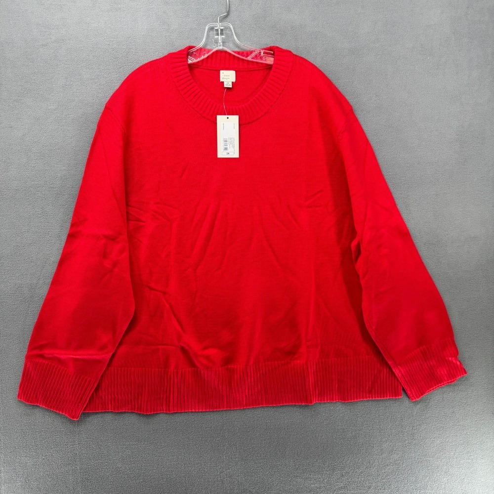 A New Day Sweater Womens 3X‎ Red Crew Neck Long Sleeve Knit Pullover NWT